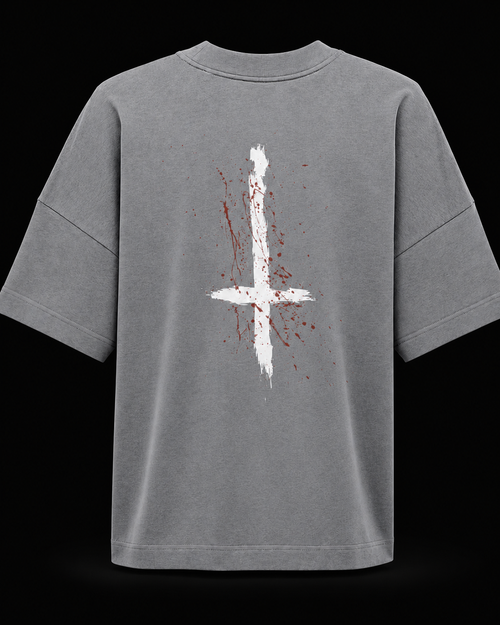 3V3RY1H8SU / Industrial Grey Oversized Graphic T-Shirt