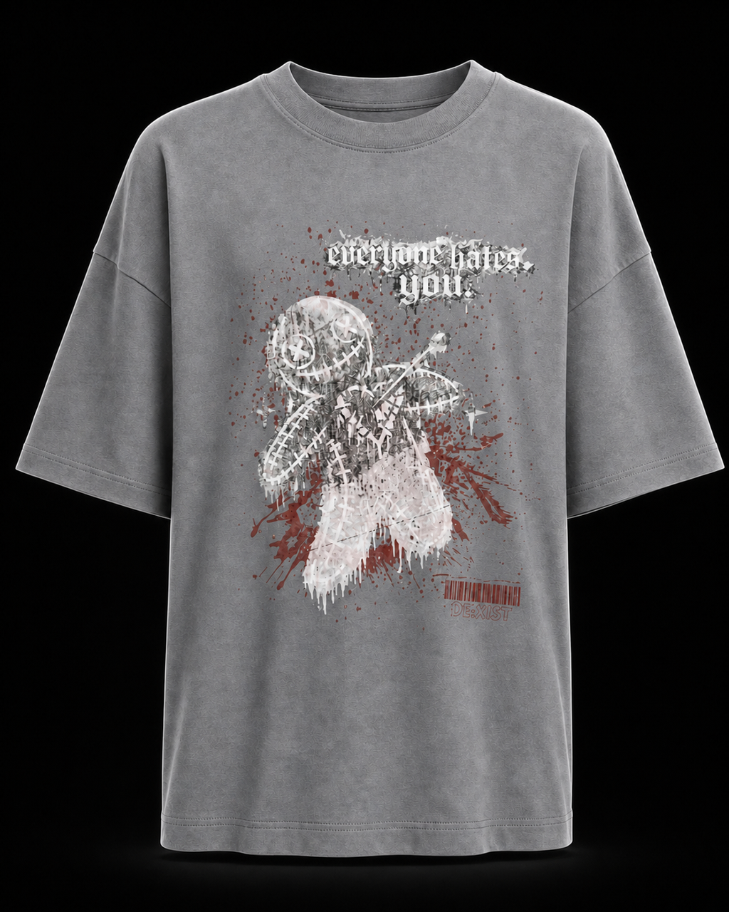 3V3RY1H8SU / Industrial Grey Oversized Graphic T-Shirt