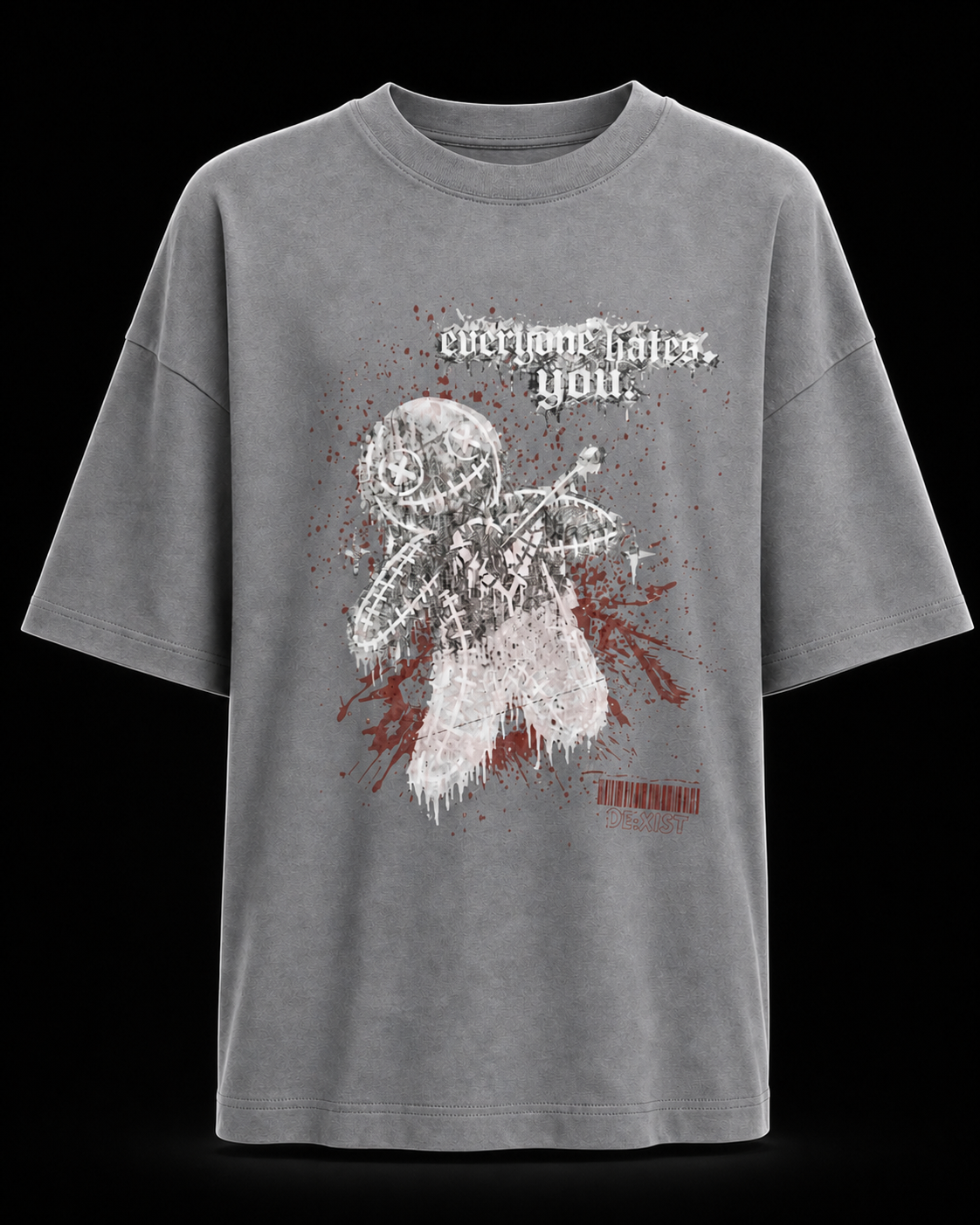 3V3RY1H8SU / Industrial Grey Oversized Graphic T-Shirt