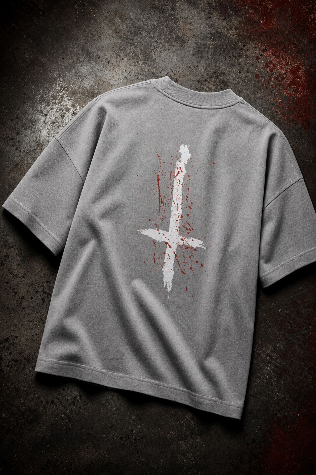 3V3RY1H8SU / Industrial Grey Oversized Graphic T-Shirt