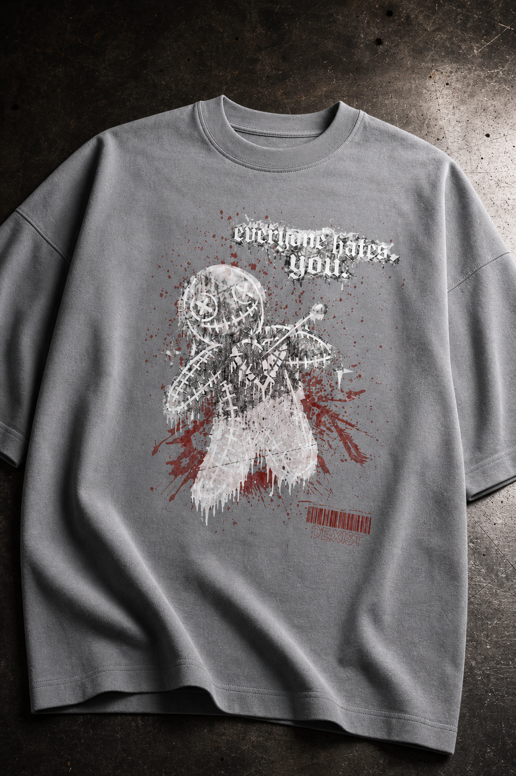 3V3RY1H8SU / Industrial Grey Oversized Graphic T-Shirt
