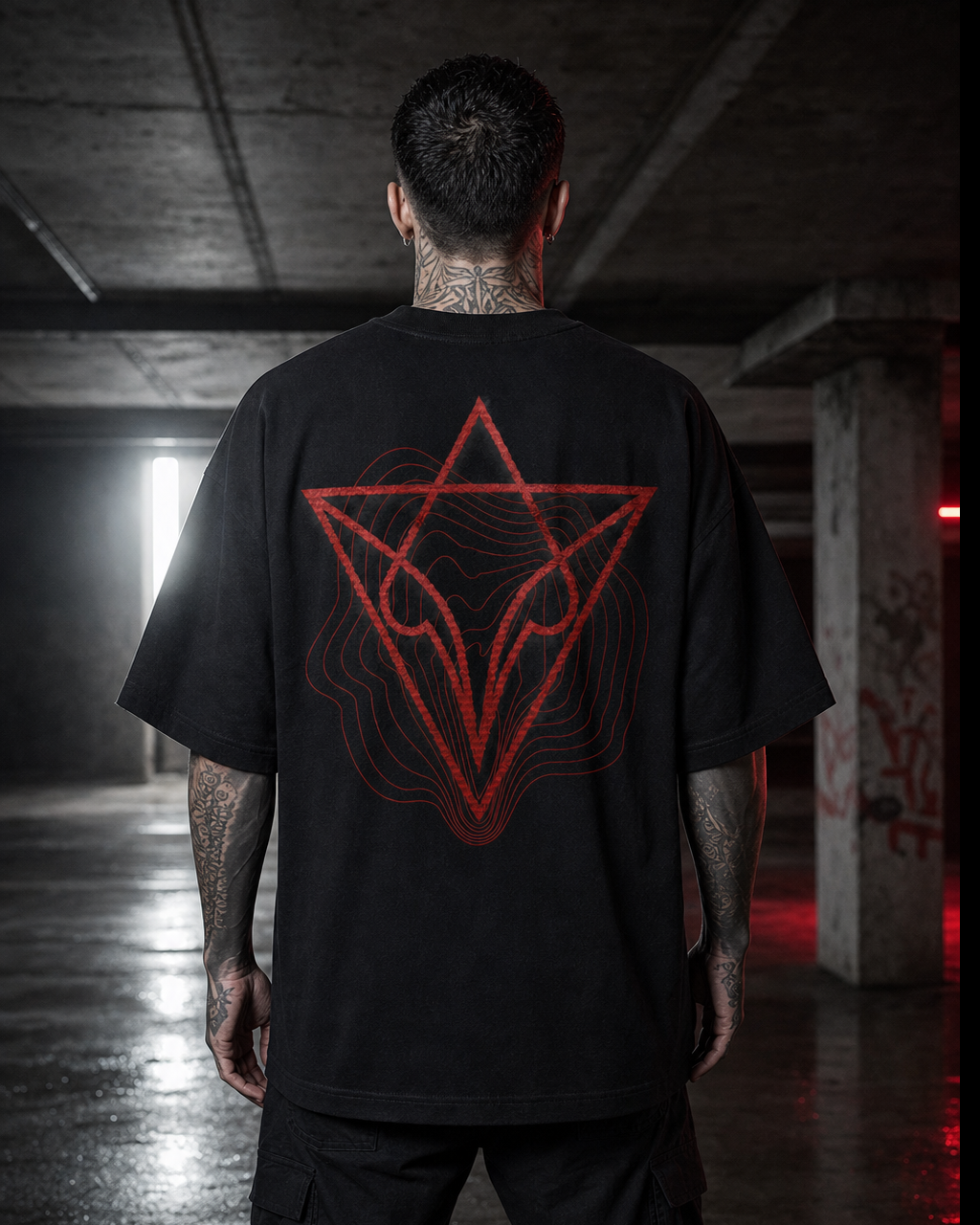 MALICE / Black Oversized Graphic T-Shirt