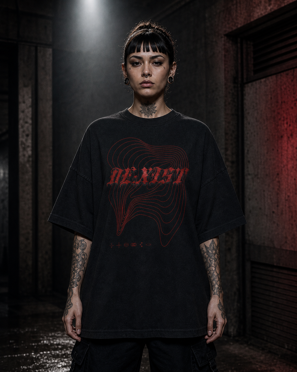 MALICE / Black Oversized Graphic T-Shirt